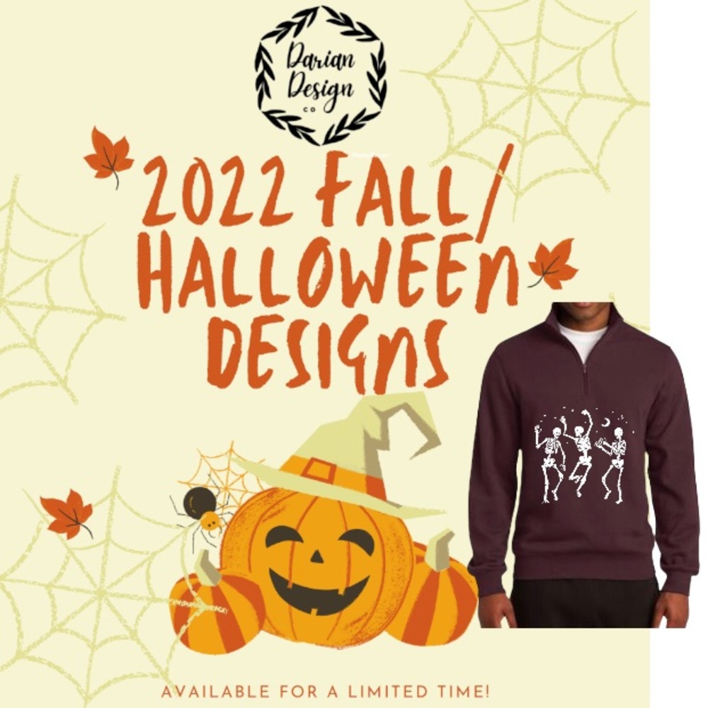 Fall/Halloween Quarter Zip Pullover by Darian Design Co